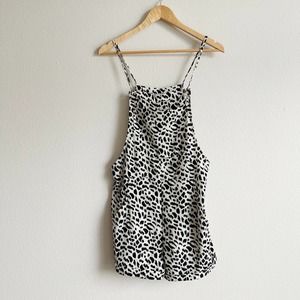 &Merci Animal Print Spaghetti Strap Short Overalls Romper Size Small